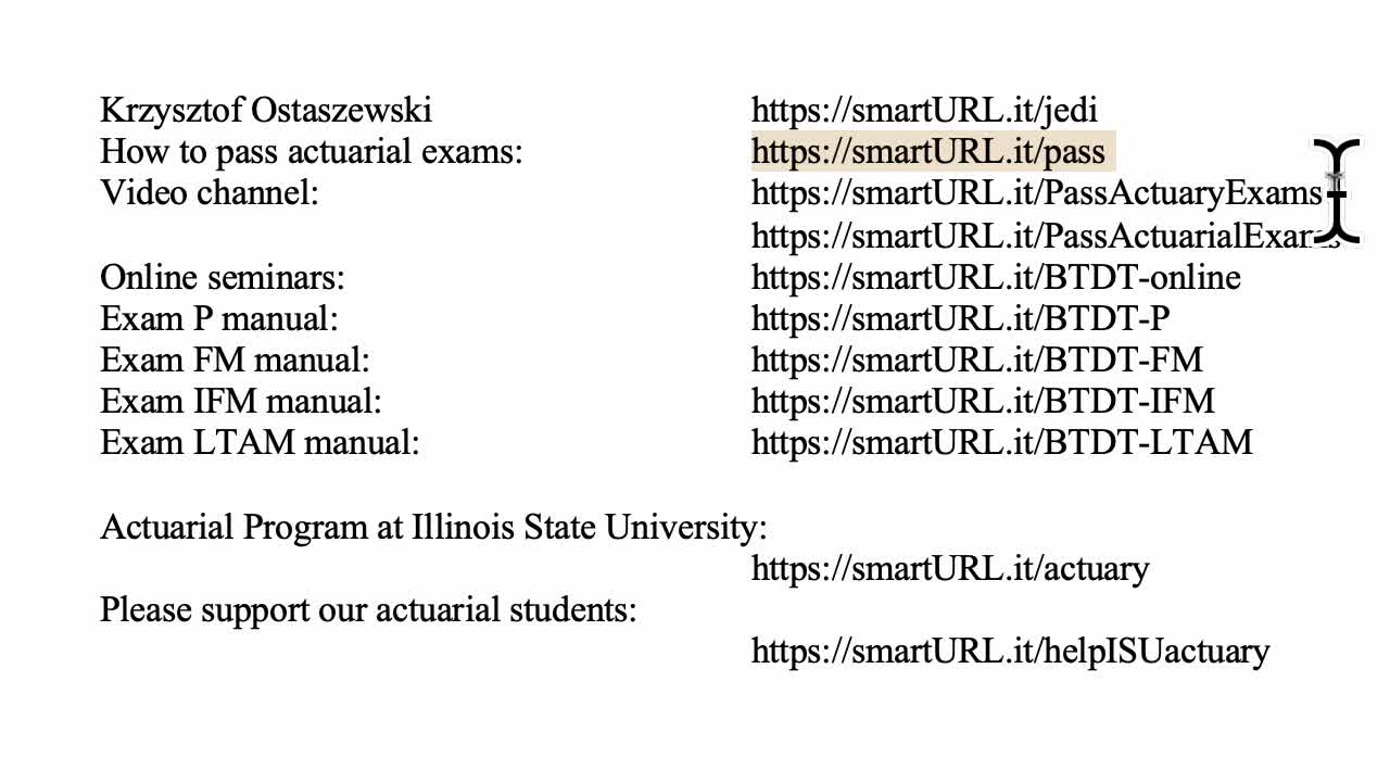 Exam FM exercise for March 15, 2022