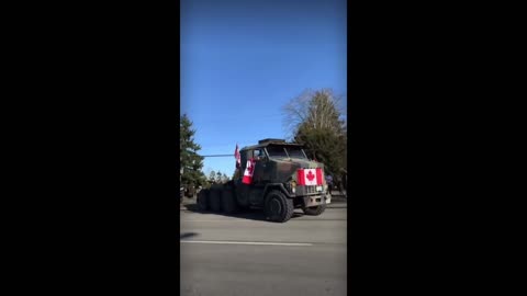 FREEDOM TRUCK DRIVES OVER CENTRE MEDIAN