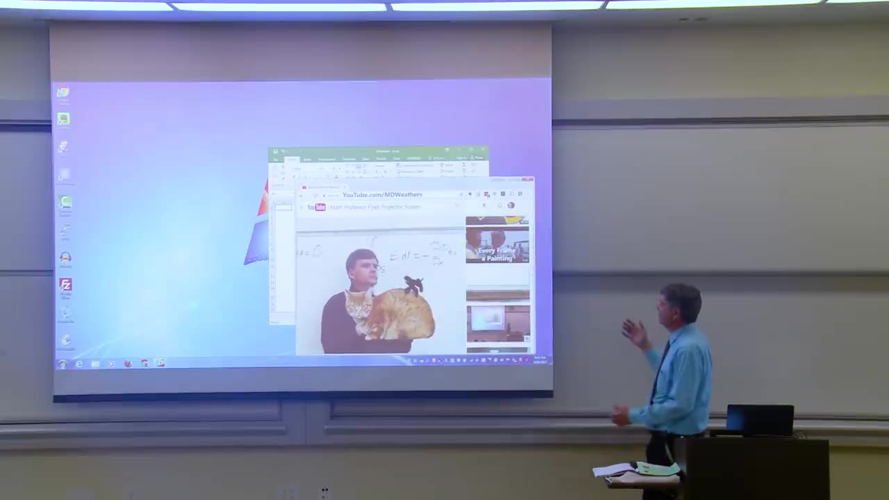 Math Professor Fixes Projector Screen (April Fools Prank)