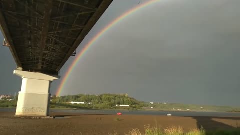 Big rainbow where you can see the beginning and the end, incredibly beautiful