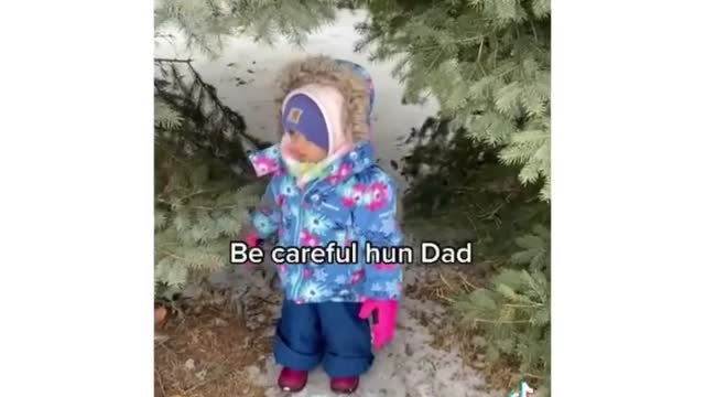 Cute baby gives dad advice