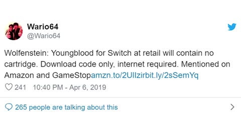 Bethesda Goes Full Derp And Are Releasing Wolfenstein： YoungBlood On Switch As Download Only