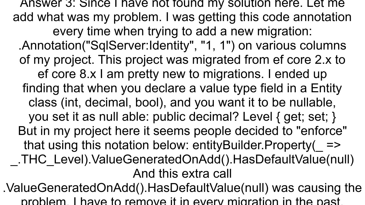 EF Core always create AnnotationquotSqlServerIdentityquot quot1 1quot on addmigration
