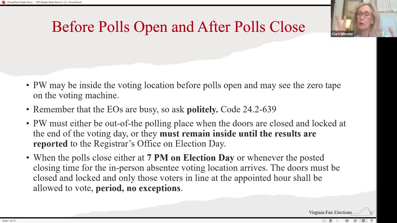 Virginia Fair Elections - Officer of Elections and Poll Watcher Training (Part A)