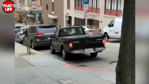 Funny woman fail in traffic