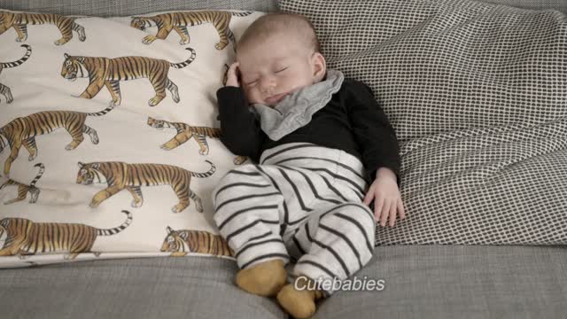 Cute Babies Reaction in Bed
