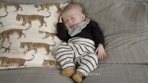 Cute Babies Reaction in Bed