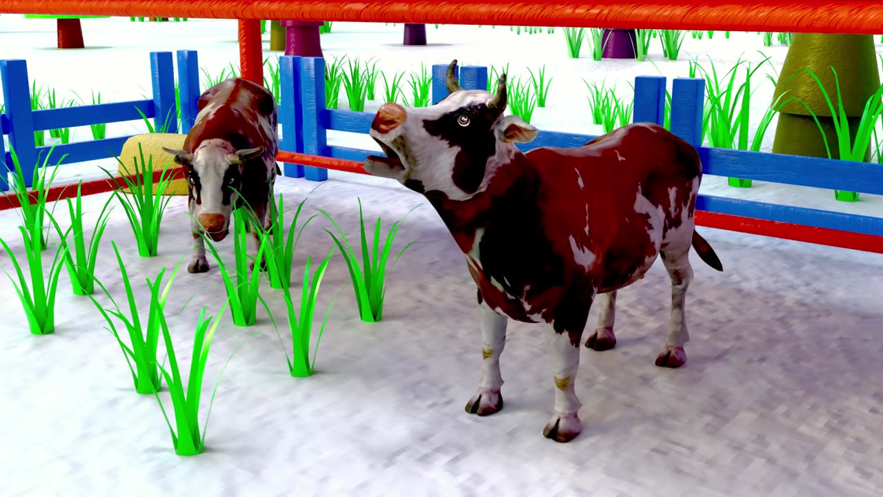 BABY CATCHING WILD COW | Animals cartoon for kids | pretend play with wild animals