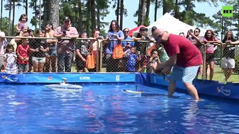 Anchorman star squirrel 'Twiggy' takes on water skiing