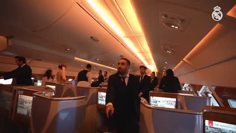 Real Madrid players traveling FIRST CLASS Emirates A380