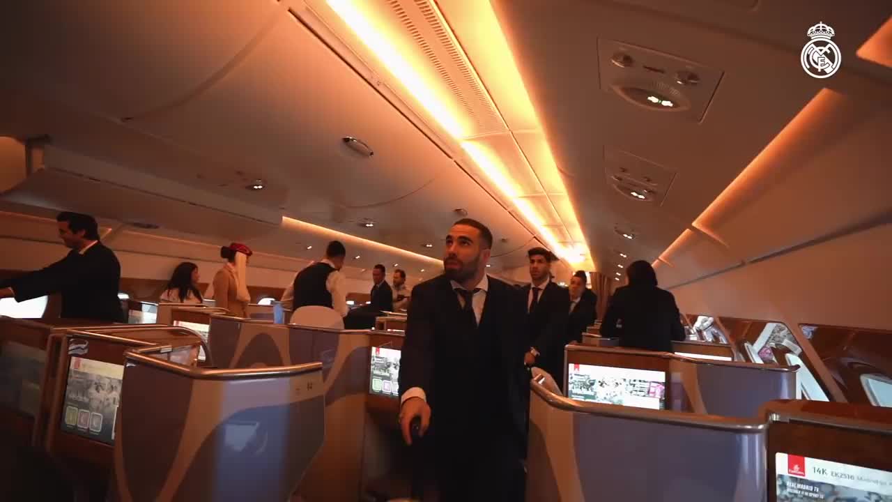Real Madrid players traveling FIRST CLASS Emirates A380