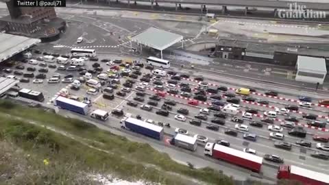 Chaos at the port of Dover leaves travellers queueing for up to six hours