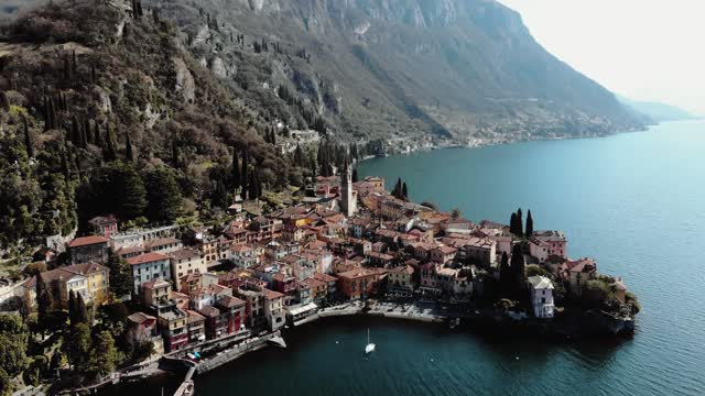 Lake Houses Hill Mountain Boat Aerial Alps