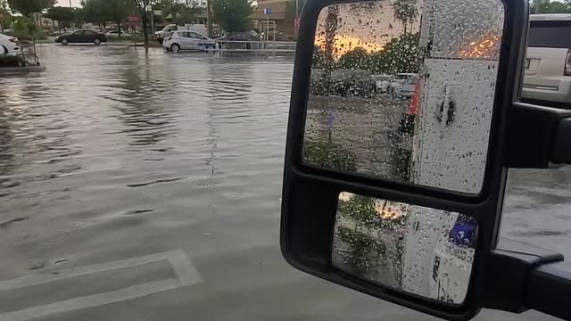 Flooded Parking Lot Due To Hurricane