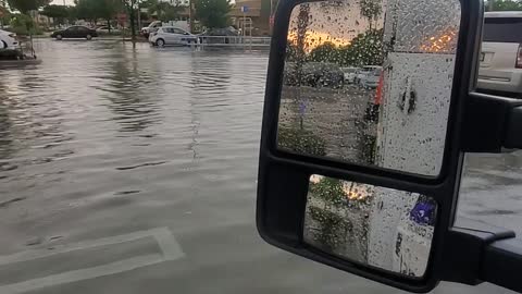 Flooded Parking Lot Due To Hurricane