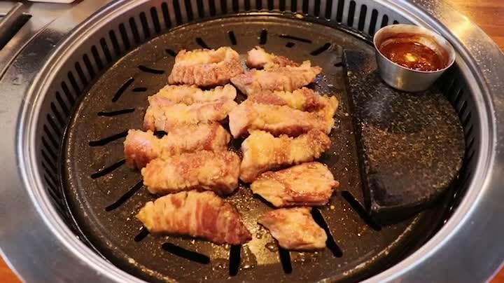 It's pork. The sound of baking makes my mouth water.