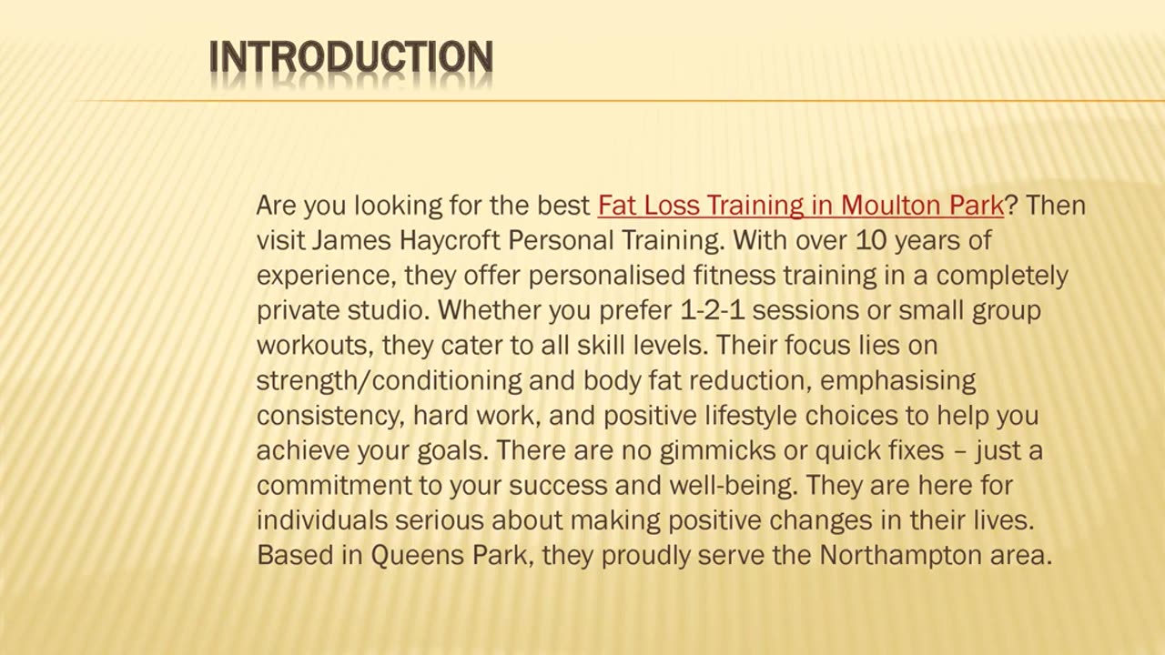 Best Fat Loss Training in Moulton Park