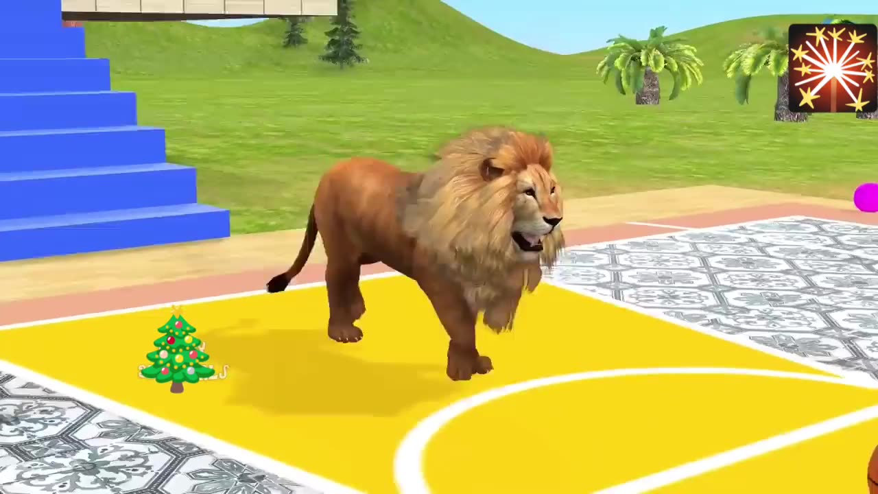 Basket Ball Game With Elephant Gorilla Lion Buffalo T-rex - Wild Animals Game