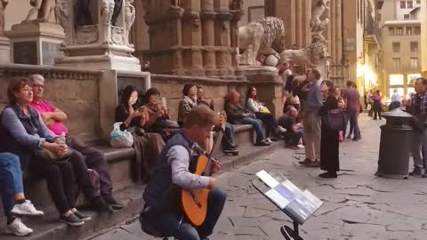 Beautiful guitar playing in Italy