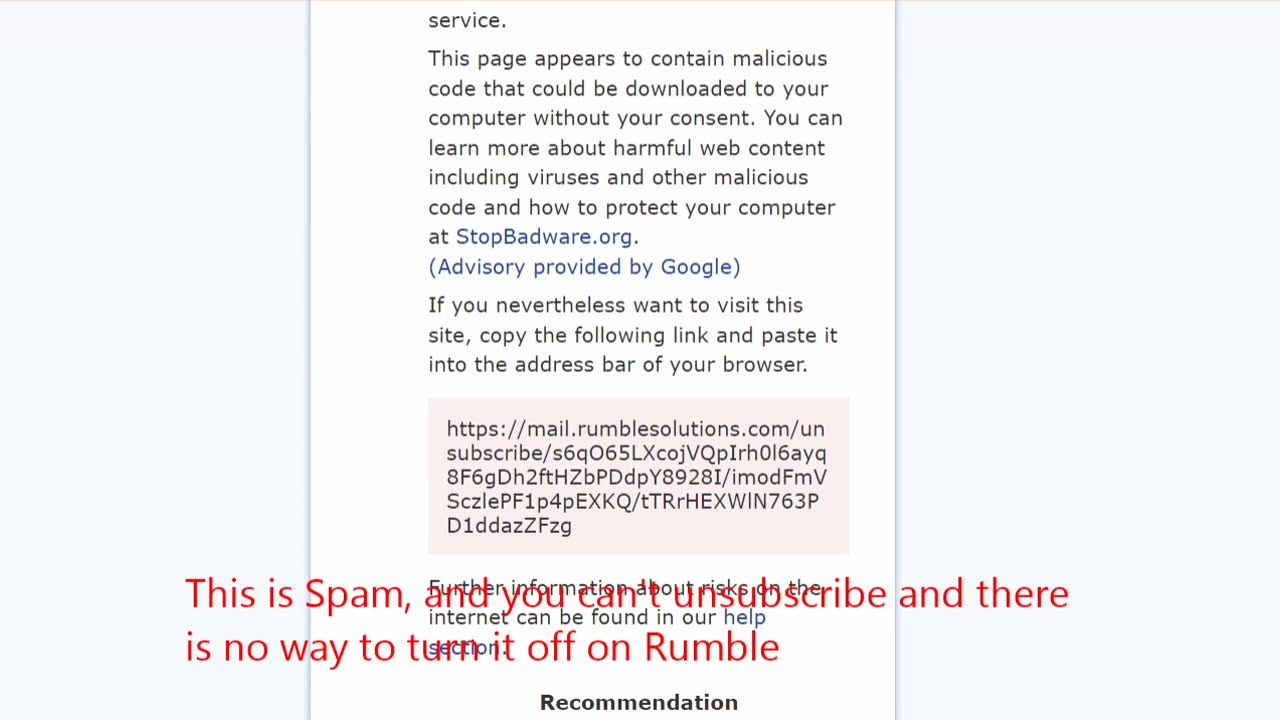 RUMBLE News letter unsubscribe is a Virus