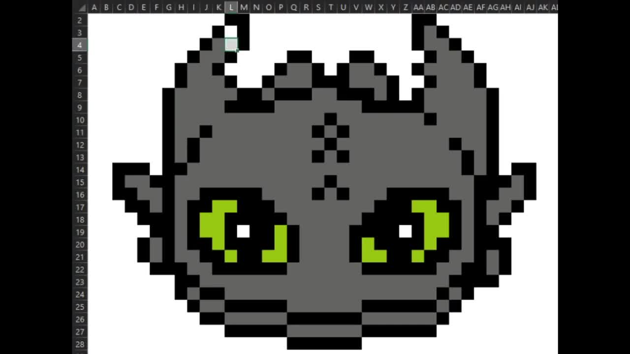 Drawing Toothless in Excel (Fast Speed)