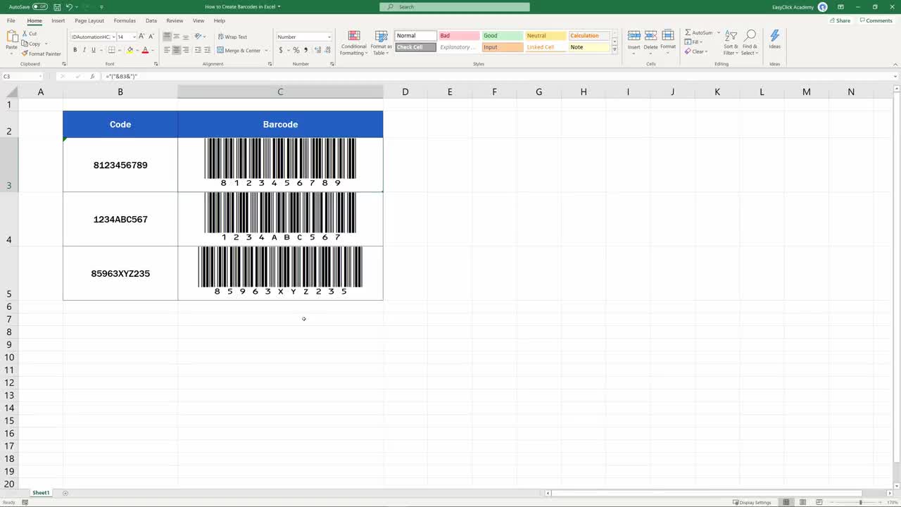 How to make Barcode in Excell, (very easy)