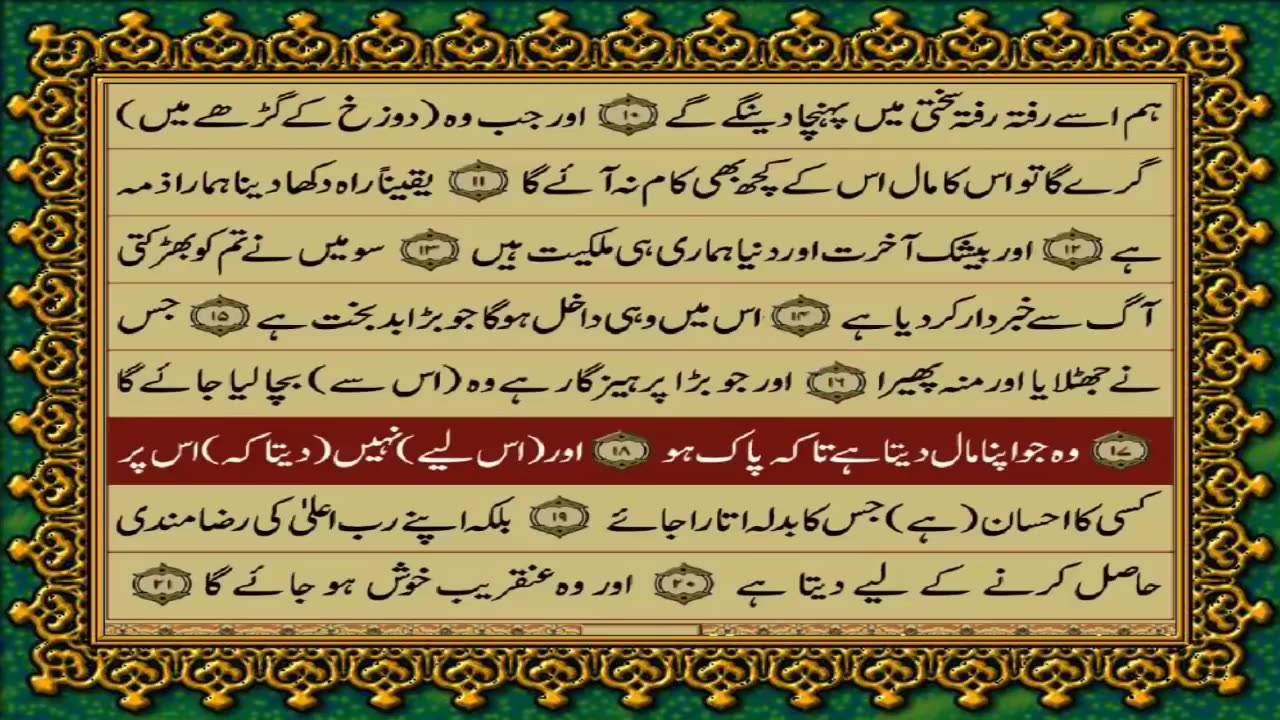 QURAN PARA 30 JUST/ONLY URDU TRANSLATION(FATEH MUHAMMAD JALANDRI) WITH TEXT HD