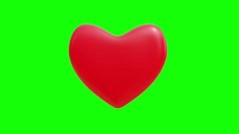 Heart pulsating animation on green background.