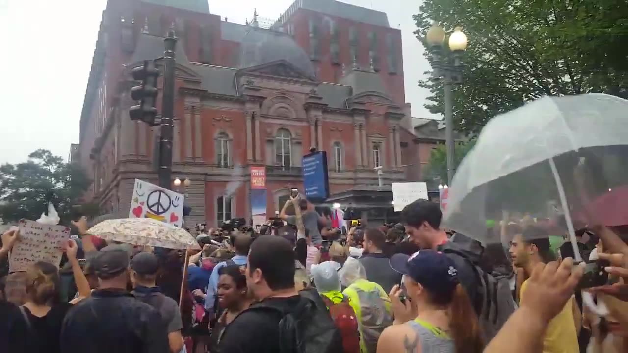 Aug 12 2018 Charlottesville 1.2 Antifa shot fireworks, throw eggs and water bottles at police