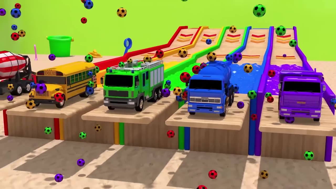 Learn colors with 5 street vehicles and assembly fruit wheels flying car pretend play toy for kids