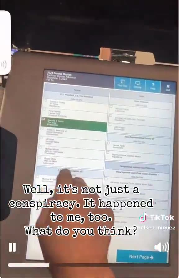 Arkansas voting machines selecting Harris when voters select Trump