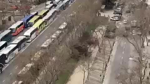 More than 1000 buses in Madrid (Spain) with farmers and ranchers demonstrating