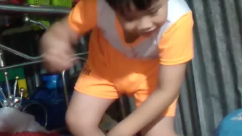 cute boy dancing