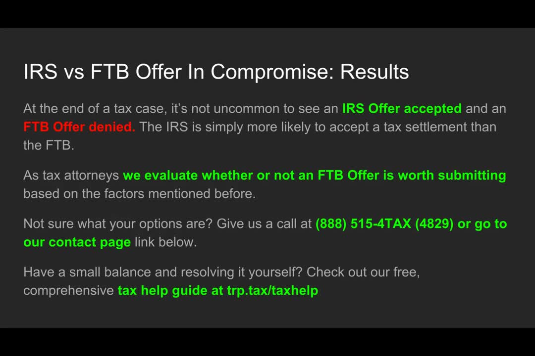 IRS vs FTB Offer In Compromise: The Similarities, The DIfferences