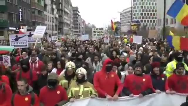 Brussels Protest Erupts against Covid/CCP coronavirus