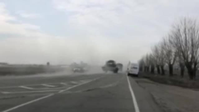 Military transporters of the Russian SpezNas unit are seen in the Kherson region of southern Ukraine