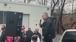 Speech being given at Adamson BBQ