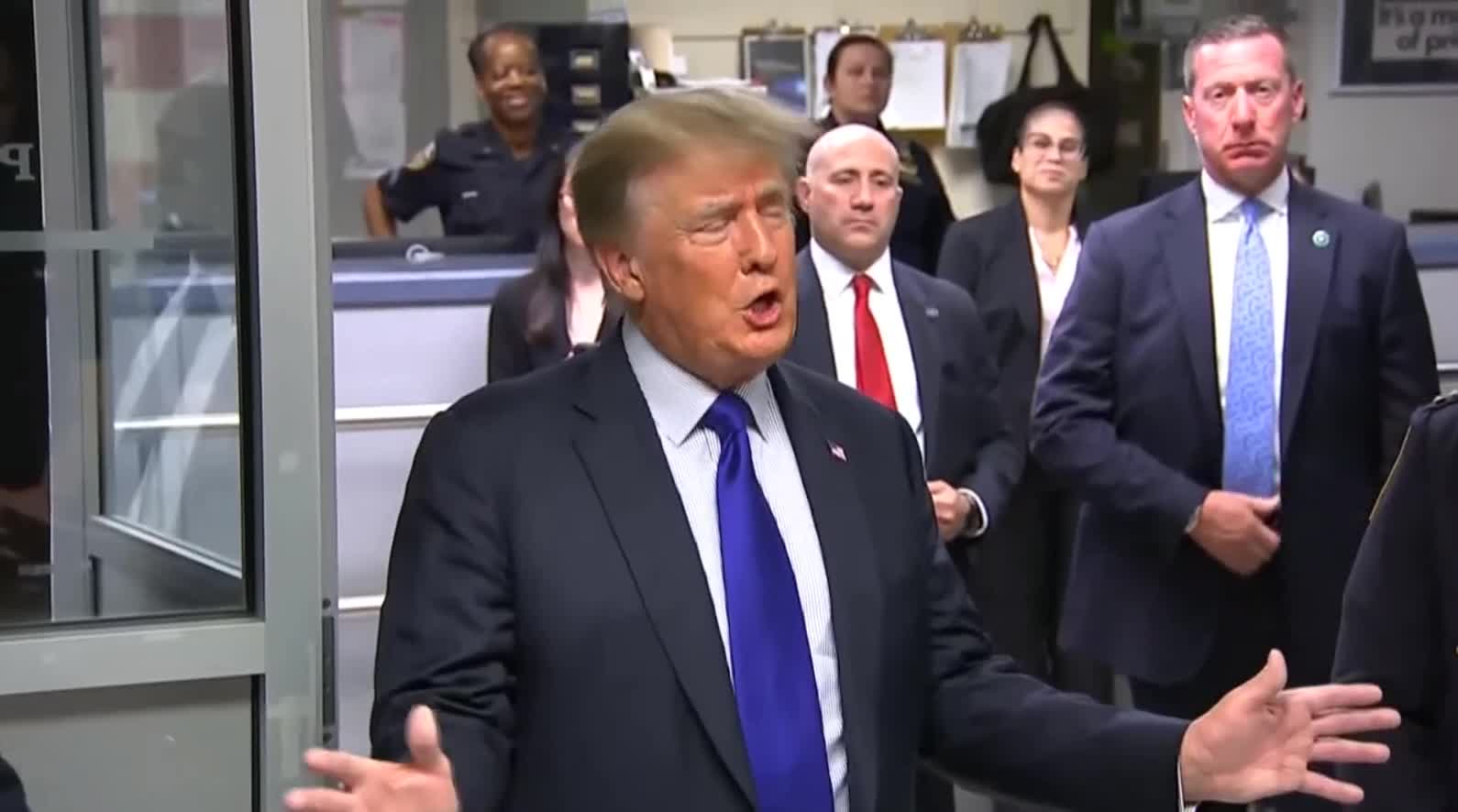 Trump Visits NYPD Officers on 9/11 Takes Questions, Hints At 2024 Run