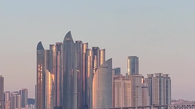 Gwangalli Beach in Busan at sunset