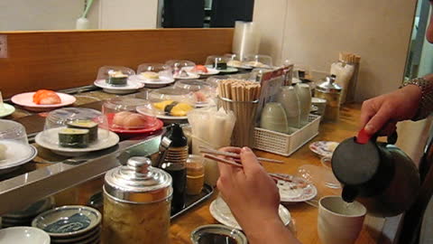 Sushi-Go-Round in Sasebo, Japan