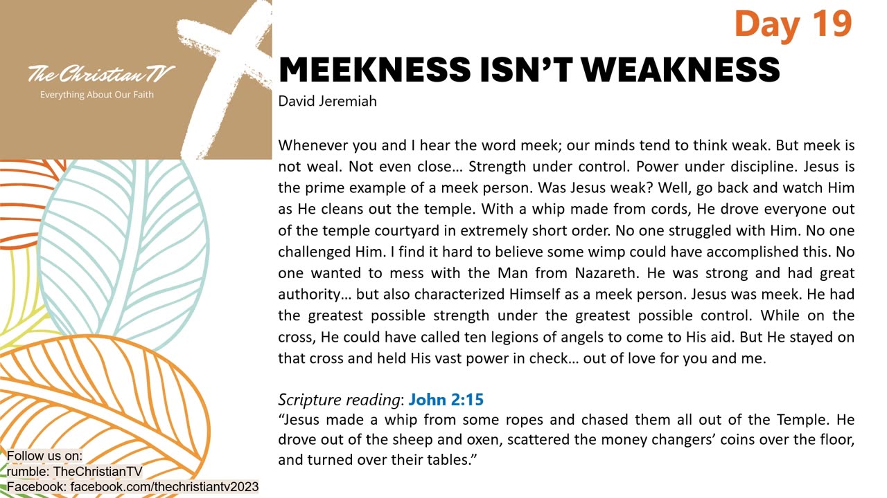 #019 I Daily Devotions I Meekness Isn't Weakness I TheChristianTV