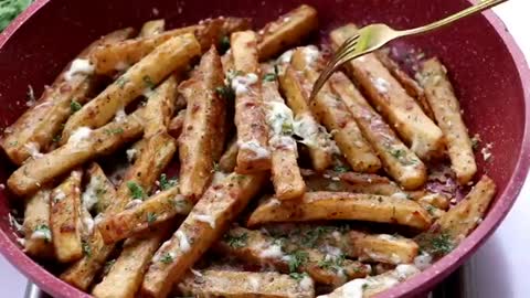 Crispy Garlic Fries,Butter Garlic Potatoes