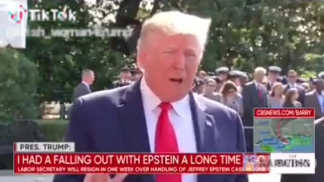 President Trump stating he threw Epstein out and he's not a friend.