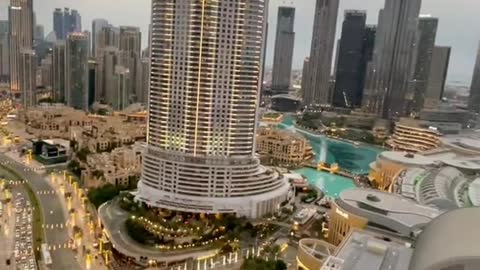 view of downtown and burjkhaifa in rainy sunset time✔🇦🇪🇦🇪✅🇦🇪