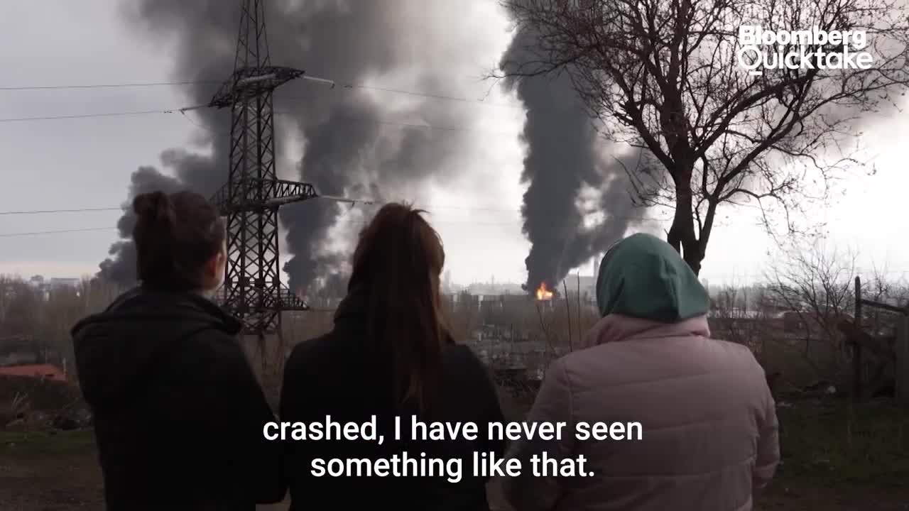 Russian Missiles Strike Fuel Depots in Odesa, Ukraine