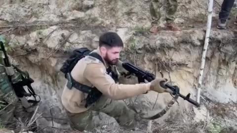 Ukrainian soldiers being trained in trench warfare and bunker clearance