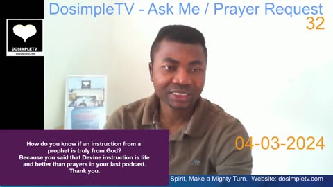 Ask me 32 || How do you know if an instruction from a man of God is truly from God? || DosimpleTV