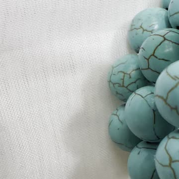 Handmade Unique 8” Bracelet with Blue Turquoise and Cross Filled with Crystals