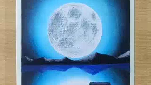Oil pastel drawing - Moonlight night scenery drawing #shorts.mp4