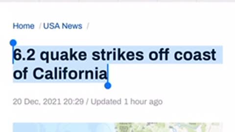 In the news 12/20/2021 6.2 quake strikes off coast of California